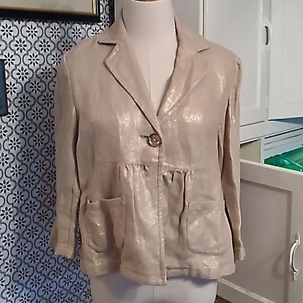 Michael Kors 8P gold blazer office professional jacket